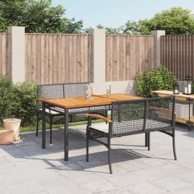 3-teilige Garten-Essgruppe mit schwarzen Kissen aus synthetischem Rattan von , Gartensets - Ref: Foro24-3213566, Preis: 320,6...