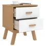 Nachttisch OLDEN aus massivem Kiefernholz in Weiß und Braun von , Nachttische - Ref: Foro24-358584, Preis: 78,38 €, Rabatt: %