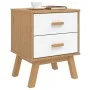 Nachttisch OLDEN aus massivem Kiefernholz in Weiß und Braun von , Nachttische - Ref: Foro24-358584, Preis: 78,38 €, Rabatt: %