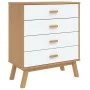 OLDEN bedside table solid white and brown pine wood by , Drawers - Ref: Foro24-358590, Price: 152,16 €, Discount: %