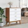 OLDEN bedside table solid white and brown pine wood by , Drawers - Ref: Foro24-358590, Price: 143,37 €, Discount: %