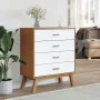OLDEN bedside table solid white and brown pine wood by , Drawers - Ref: Foro24-358590, Price: 152,16 €, Discount: %