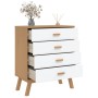 OLDEN bedside table solid white and brown pine wood by , Drawers - Ref: Foro24-358590, Price: 143,37 €, Discount: %
