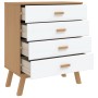 OLDEN bedside table solid white and brown pine wood by , Drawers - Ref: Foro24-358590, Price: 143,37 €, Discount: %