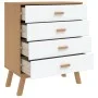 OLDEN bedside table solid white and brown pine wood by , Drawers - Ref: Foro24-358590, Price: 152,16 €, Discount: %