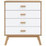 OLDEN bedside table solid white and brown pine wood by , Drawers - Ref: Foro24-358590, Price: 143,37 €, Discount: %