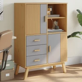 OLDEN Sideboard aus massivem Kiefernholz braun und grau 85x43x125 cm von , Sideboards - Ref: Foro24-358616, Preis: 253,07 €, ...