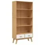 OLDEN 4-stöckiges Regal aus massivem Kiefernholz in Braun und Weiß von , Bücherregale und Regale - Ref: Foro24-358614, Preis:...