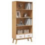 OLDEN 4-tier solid pine wood brown and white shelving unit by , Bookcases and shelves - Ref: Foro24-358614, Price: 219,60 €, ...