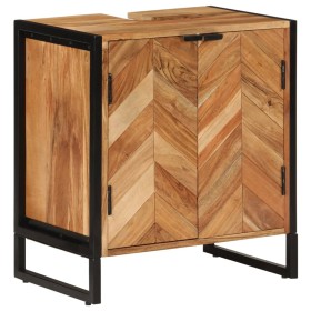 Mueble de baño madera maciza de acacia y hierro 55x35x60 cm