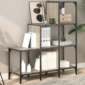 Engineered wood and metal Sonoma oak shelving 92x30x102 cm by , Bookcases and shelves - Ref: Foro24-845437, Price: 62,93 €, D...