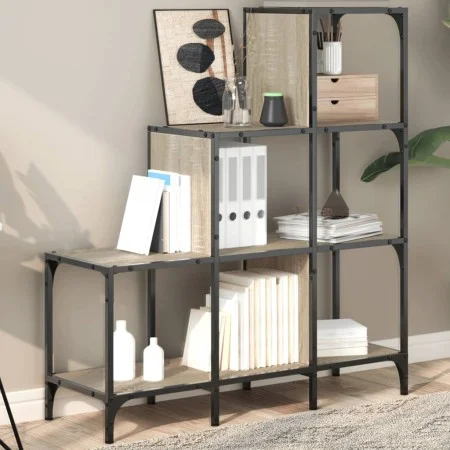 Regal aus Sonoma-Eiche aus Holzwerkstoff und Metall, 92 x 30 x 102 cm von , Bücherregale und Regale - Ref: Foro24-845437, Pre...