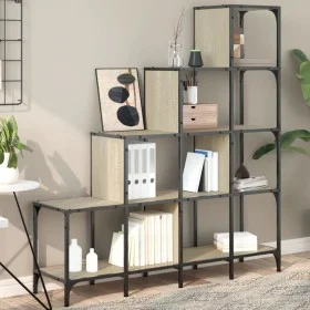 Engineered wood and metal Sonoma oak shelving 122x30x132 cm by , Bookcases and shelves - Ref: Foro24-845442, Price: 97,15 €, ...