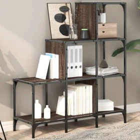 Engineered wood and oak brown metal shelf 92x30x102 cm by , Bookcases and shelves - Ref: Foro24-845440, Price: 65,03 €, Disco...