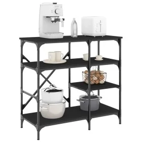 Kitchen shelving wood engineering black metal 90x40x84 cm by , Kitchen utensil containers - Ref: Foro24-845421, Price: 79,06 ...