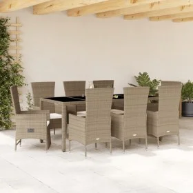 9-teiliges Garten-Essset mit beigen Kissen aus synthetischem Rattan von , Gartensets - Ref: Foro24-3277582, Preis: 894,73 €, ...