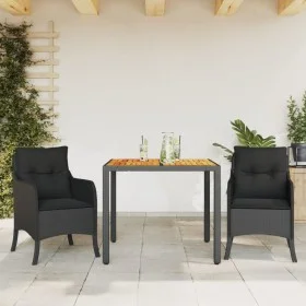 3-piece garden dining set with black synthetic rattan cushions by , Garden sets - Ref: Foro24-3211866, Price: 334,73 €, Disco...