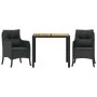 3-piece garden dining set with black synthetic rattan cushions by , Garden sets - Ref: Foro24-3211866, Price: 334,73 €, Disco...