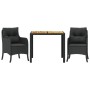 Set comedor de jardín 3 pzas con cojines ratán sintético negro de , Conjuntos de jardín - Ref: Foro24-3211866, Precio: 340,86 €