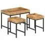 Stapelbare Tische, 3-teilig, aus massivem, rauem Mangoholz und Eisen von , Seitentische - Ref: Foro24-372732, Preis: 94,26 €,...
