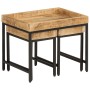 Stackable tables 3 pieces solid rough mango wood and iron by , Side tables - Ref: Foro24-372732, Price: 94,26 €, Discount: %