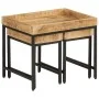 Stackable tables 3 pieces solid rough mango wood and iron by , Side tables - Ref: Foro24-372732, Price: 92,58 €, Discount: %