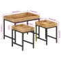 Stackable tables 3 pieces solid rough mango wood and iron by , Side tables - Ref: Foro24-372732, Price: 94,26 €, Discount: %