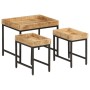 Stackable tables 3 pieces solid rough mango wood and iron by , Side tables - Ref: Foro24-372732, Price: 94,26 €, Discount: %