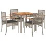 5-teiliges Garten-Essset mit grauen Kissen aus synthetischem Rattan von , Gartensets - Ref: Foro24-3213570, Preis: 346,76 €, ...