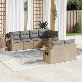 7-piece garden sofa set and beige synthetic rattan cushions by , Garden sets - Ref: Foro24-3220408, Price: 494,66 €, Discount: %