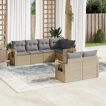 7-piece garden sofa set and beige synthetic rattan cushions by , Garden sets - Ref: Foro24-3220408, Price: 484,57 €, Discount: %