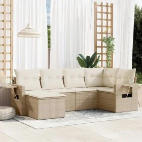 Garden sofa set with cushions 6 pieces beige synthetic rattan by , Garden sets - Ref: Foro24-3220457, Price: 426,07 €, Discou...
