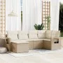 Gartensofa-Set mit Kissen, 6-teilig, beiges synthetisches Rattan von , Gartensets - Ref: Foro24-3220457, Preis: 426,07 €, Rab...