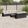 Gartensofa-Set 12-teilig mit schwarzen synthetischen Rattankissen von , Modulare Sofas für den Außenbereich - Ref: Foro24-322...