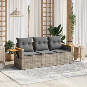 3-piece garden sofa set and gray synthetic rattan cushions by , Garden sets - Ref: Foro24-3226599, Price: 211,91 €, Discount: %