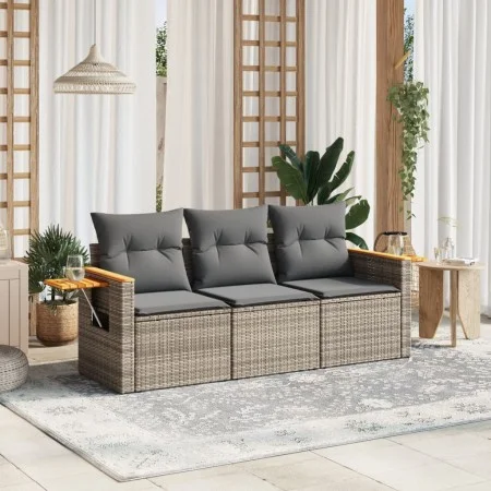 3-piece garden sofa set and gray synthetic rattan cushions by , Garden sets - Ref: Foro24-3226599, Price: 211,91 €, Discount: %