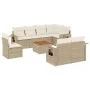 9-teiliges Gartensofa-Set mit beigen synthetischen Rattankissen von , Modulare Sofas für den Außenbereich - Ref: Foro24-32246...