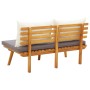 Banco de jardín con cojines madera maciza de acacia 115 cm by vidaXL, Modular outdoor sofas - Ref: Foro24-46672, Price: 186,4...
