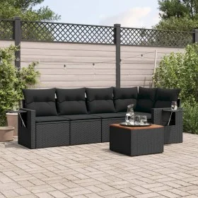 6-teiliges Gartensofa-Set und schwarze synthetische Rattankissen von , Gartensets - Ref: Foro24-3256881, Preis: 415,59 €, Rab...