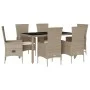Set comedor de jardín 7 pzas con cojines ratán sintético beige de , Conjuntos de jardín - Ref: Foro24-3277577, Precio: 589,27...