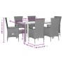 Set comedor de jardín 7 pzas con cojines ratán sintético beige
