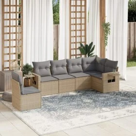 Garden sofa set with cushions 6 pieces beige synthetic rattan by , Garden sets - Ref: Foro24-3220228, Price: 389,43 €, Discou...