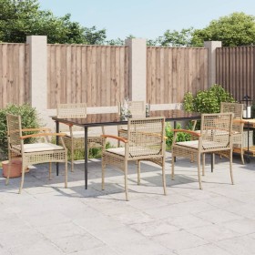 7-piece garden dining set with beige synthetic rattan cushions by , Garden sets - Ref: Foro24-3213629, Price: 579,49 €, Disco...