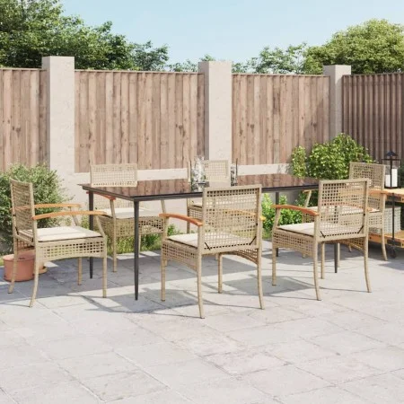 7-piece garden dining set with beige synthetic rattan cushions by , Garden sets - Ref: Foro24-3213629, Price: 562,48 €, Disco...
