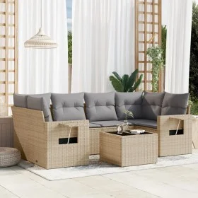 7-teiliges Gartensofa-Set und beigefarbene synthetische Rattankissen von , Gartensets - Ref: Foro24-3219918, Preis: 441,44 €,...