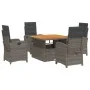 5-teiliges Garten-Essset mit grauen Kissen aus synthetischem Rattan von , Gartensets - Ref: Foro24-3277341, Preis: 620,77 €, ...