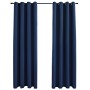Cortinas opacas con anillas de metal 2 uds azul 140x225 cm de vidaXL, Cortinas y visillos - Ref: Foro24-134451, Precio: 36,31...