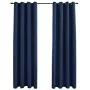 Cortinas opacas con anillas de metal 2 uds azul 140x225 cm de vidaXL, Cortinas y visillos - Ref: Foro24-134451, Precio: 40,40...