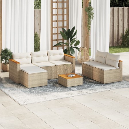 Gartensofa- und Kissenset 5-teilig aus beigem Akazien-Synthetik-Rattan von , Gartensets - Ref: Foro24-3213539, Preis: 397,63 ...