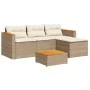 Garden sofa and cushion set 5 pieces beige acacia synthetic rattan by , Garden sets - Ref: Foro24-3213539, Price: 463,89 €, D...